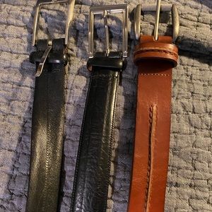 (3) Men's Genuine Leather Belts Size 44 Like New!